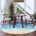 thumbnail image 4 of Marine Life Round Living Room Rugs 8 ft, Starfish Coral Shell Gradient Blue Brown Ocean Washable Large Area Rug with Non-Slip Sturdy Edge Binding Round Carpet for Dining Room Kitchen Office, 4 of 9