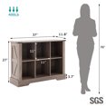 thumbnail image 3 of 6-Cube LED Bookshelf, Mid-Century Modern Wood Storage Shelf for Bedroom, Living Room & Office, Gray, 3 of 7