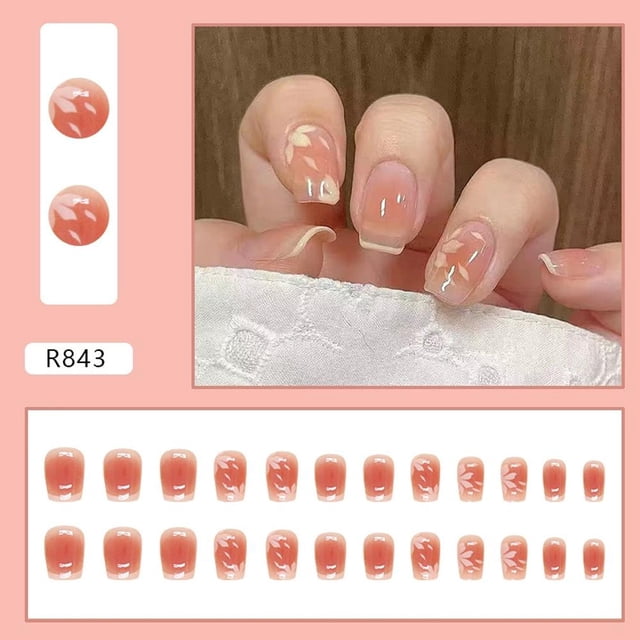 False Nails French Manicure Fake Tips Press On Full Nails Cover c