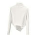 thumbnail image 4 of Tops formales,Camisa de mujer de color liso con cuello medio alto, blusa de poliéster de manga larga, top informal holgado para uso diario, sopatenor, 4 of 8