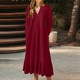 thumbnail image 2 of Busydd Womens Fall Dresses Solid Color Long Sleeve Homecoming Dresses V Neck Wedding Guest Dresses for Women Casual Loose Maxi Dress Plus Size Dresses for Curvy Women S-5XL, 2 of 6