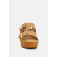 thumbnail image 2 of Sarai Buckle Straps High Block Heel Clogs In Tan, 2 of 4