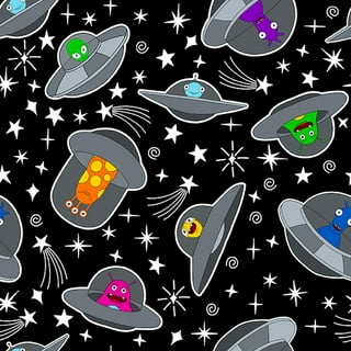 Blank Quilting Amazing Aliens Planet Dots Black Cotton Fabric By The Yard