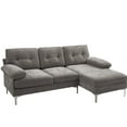 thumbnail image 7 of L shaped Sectional couch, 82.7" Machine Washable Chenille Fabric Upholstery sofa, Wide Chaise Lounge sofa With Removable Armrests, An Sectional couches for Living room/Office/Apartment, (Frost Gray), 7 of 7