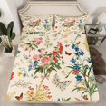 thumbnail image 2 of Homewish Rustic Flower Floral Twin Sheet Sets,Boho Moth Butterfly Twin Fitted Sheet,Beige Green Flat Sheet For Girls,Luxury Bedroom Decor,3-Piece, 2 of 7