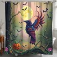 thumbnail image 1 of Halloween Crow Shower Curtain - Spooky Design with Full Moon & Bats, 1 of 4