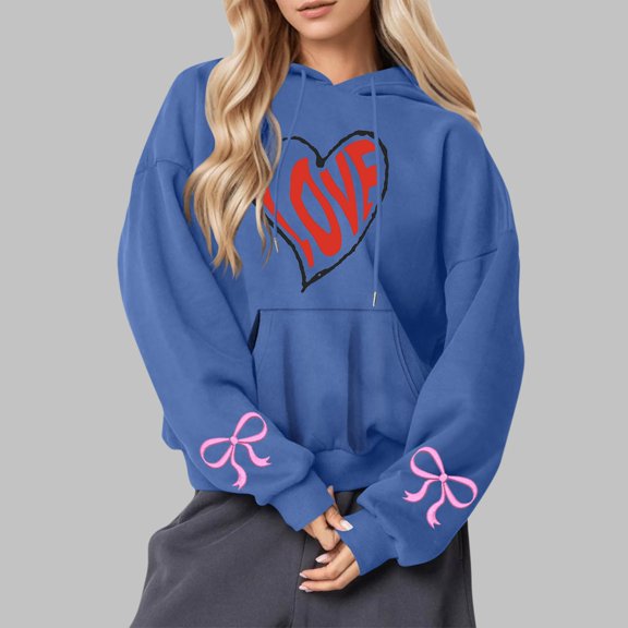 Byworldtasic Womens Sweatshirts Womens Oversized Heart Printed Hoodies Sweatshirts Vintage Hoodies for Women 2025