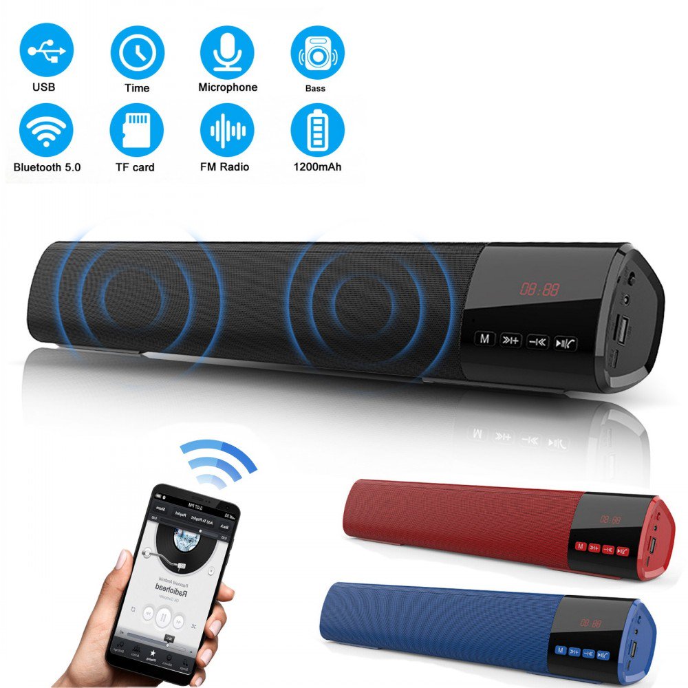 Sound Bars for TV/PC, 2 X 5W Audio Soundbar Wired and Wireless Home