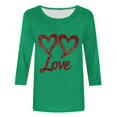 thumbnail image 4 of mihongmao Plus Size Valentine Shirts for Women Valentine's Printed Crew Neck 3/4 Sleeve T-shirt Loose Green XL, 4 of 4