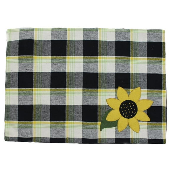Sunflower Buffalo Check Buttermilk Placemats - Black Set of 6