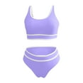 thumbnail image 4 of Hipattires Bathing Suits Women Beach Purple Clearance Under $5 with Molded Cups Bikini Sets Fashion Plain 2 Piece Juniors High Waisted Swimwear Swimsuits, 4 of 5
