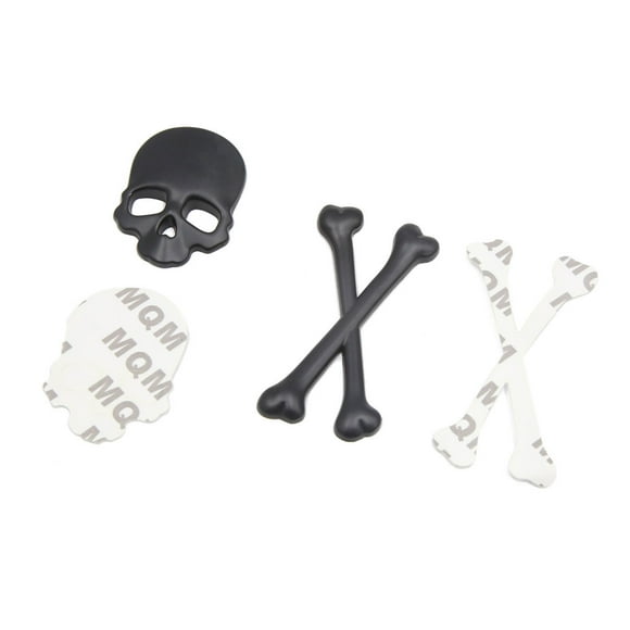 Unique Bargains Stickers Badge Emblem Black Metal Skull Head Shaped Decorative for Car