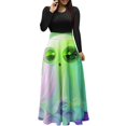 thumbnail image 1 of Dress for Women Casual,3/4 Sleeve Dress,Womens Fashion Printed Long Sleeve Round-Neck Pullover Patchwork Dress, 1 of 5