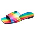 thumbnail image 1 of Bmisegm Ladies Summer Casual Shiny Leather Rainbow Colour Large Size Flat Sandal Slippers Sandals Women Summer Red 8.5, 1 of 9