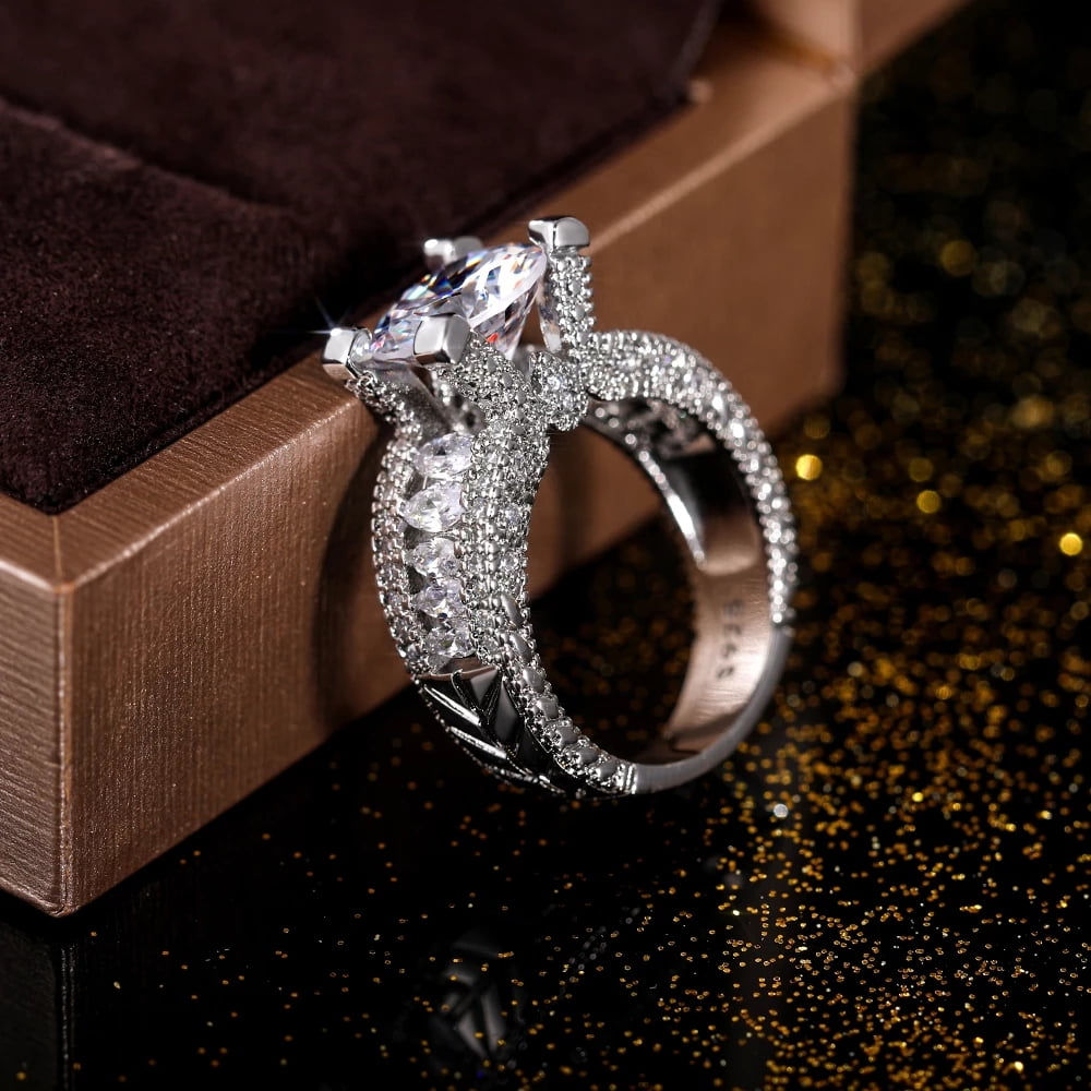 Nouveau Design Classique Femmes Bagues de Fiancailles Bagues de Mariage de Luxe Bijoux Intemporels Walmart