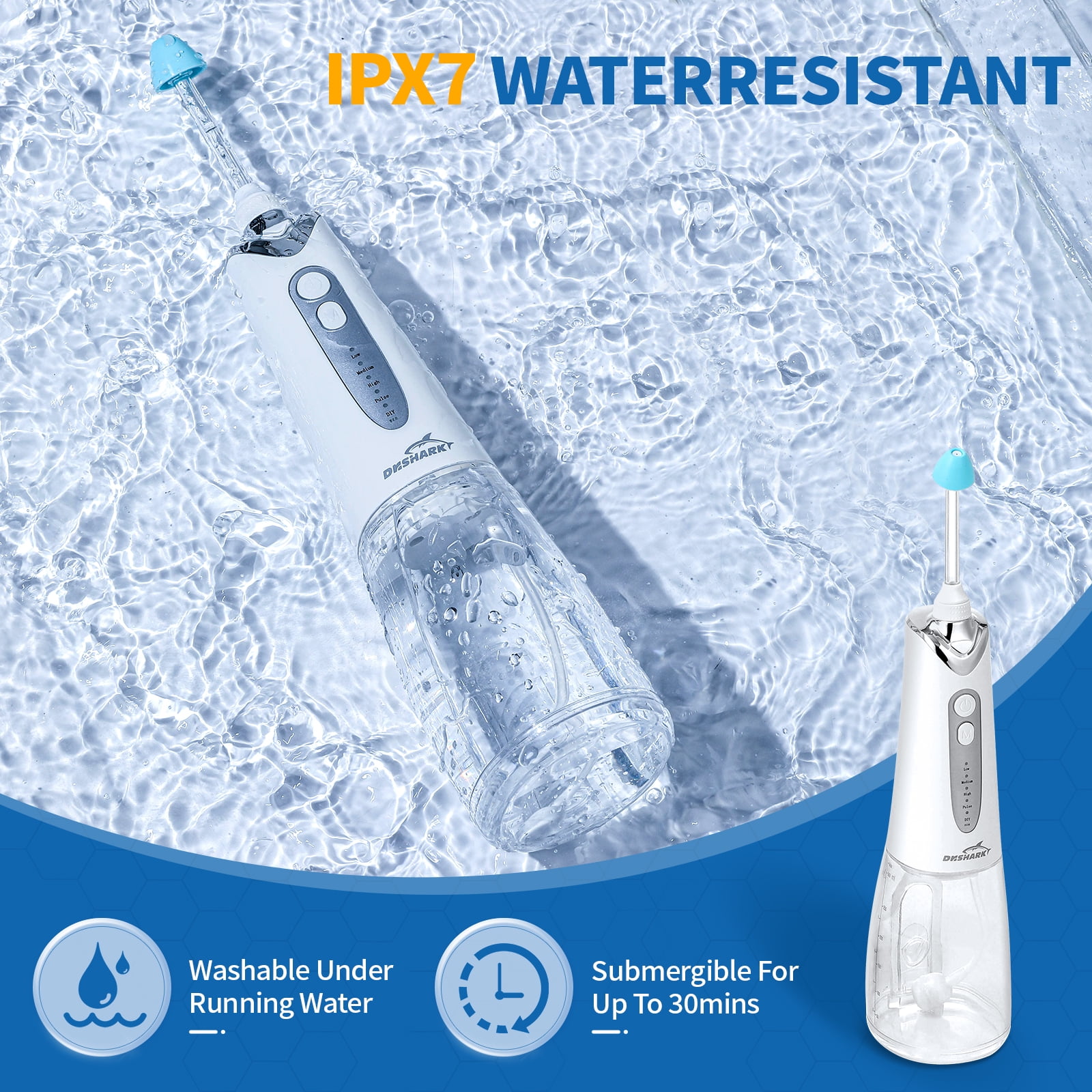 Dr.shark IPX7 Nasal Irrigation Kit, Cordless Electric Sinus Cleaner, 300ml Nasal Rinse Machine for Congestion Relief