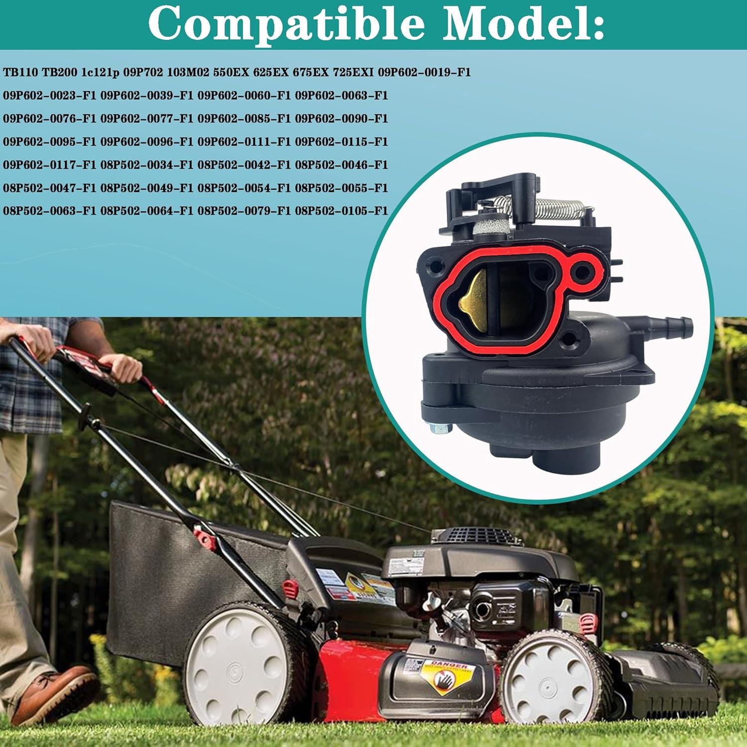 799584 Carburetor Kit Compatible with Briggs and Stratton 594058 594057 592361 594529, 163cc Lawn Mower Parts Fits for Troy Bilt TB110 TB200 103M02 09P702 550EX 625EX 675EX 725EXI LC121P