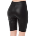 thumbnail image 4 of Made by Olivia Women's Solid Faux Leather Active Yoga Biker Shorts, 4 of 4