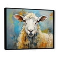 thumbnail image 2 of Designart "Encaustic Sheep Blue and Beige" Animals Floater Framed Canvas Wall Art, 2 of 7