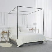 WOOW DEPOT 4 Corners Bed Mosquito Netting Canopy Frame Stainless Steel Post Twin Full Queen King Size
