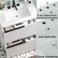 thumbnail image 6 of Christopher Knight Home 30" Bathroom Vanity with Ceramic Sink and Soft Close Drawers, Fluted Design, White, 6 of 11