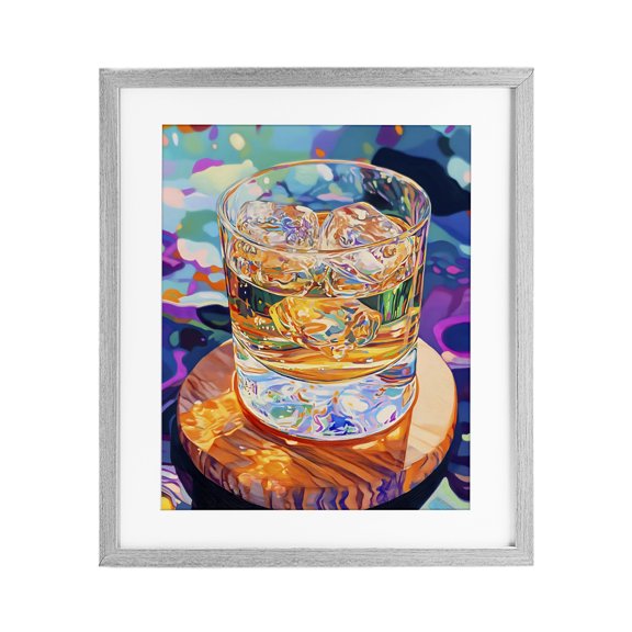 Stupell Industries Contemporary Ice Cold Glass Reflections Gray Framed Print Under Glass, 13 x 16, by Creative Studio