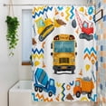 thumbnail image 3 of Cartoon Come on Shower Curtain, 72" x 72", Excavator Mixer Truck Wrench Helmet Striped Waterproof Bathroom Curtain Washable Shower Curtain Set with 12 Hooks, 3 of 8