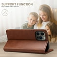 thumbnail image 5 of Nalacover Wallet Case for iPhone 15 Pro Max with Credit Card Slots Holder Kickstand, Premium PU Leather + Soft Silicone Magnetic Closure Flip Folio Cover Anti-Scratches Shockproof Case, Brown, 5 of 6