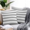 thumbnail image 4 of Outdoor Waterproof Throw Pillow Covers Set of 2 Classical Stripe Decorative Pillowcases Square Outdoor Pillows Cushion Case 18x18 Inch Grey Patio Pillows for Couch Sofa Bed Garden, 4 of 7