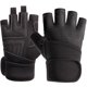 thumbnail image 1 of TNINE-guantes negros sin dedos para hombre y mujer, manoplas transpirables de medio dedo para levantamiento de pesas, equipo de entrenamiento Fivean Guantes deportivos, 1 of 1
