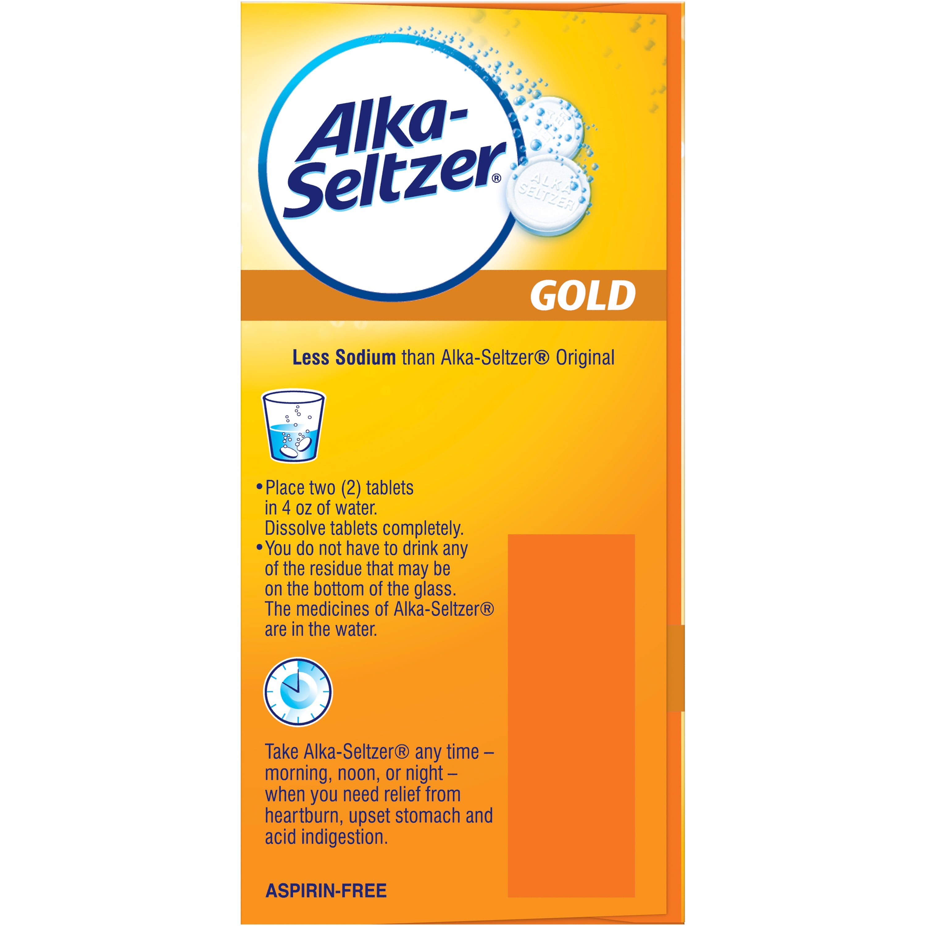 Alka-Seltzer Gold Effervescent Heartburn Relief Antacid Tablets Without Aspirin - 36 Ct