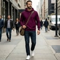 thumbnail image 7 of Domuza Mens Hoodies Lightweight Thin Fleece Hoodie Pullover with Hood Casual Basic Solid Color Pullover Sweatshirt, 7 of 7