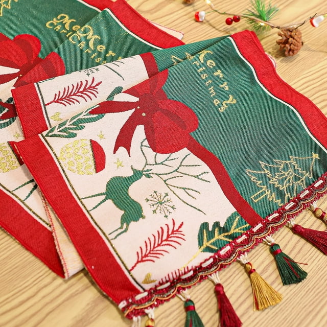 Cameland Christmas Table Flag Printed Rectangular Tablecloth Christmas Party Table Flag Tablecloth Home Decoration Adapts To Various Decoration Styles