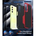 thumbnail image 2 of LeYi for A25 Samsung Phone Case, Galaxy A25 5G Case with Screen Protectors [2 Pack], Shockproof Heavy Duty Dual Layer Protective Hard PC Textured Back & Soft Bumper Cell Case for Samsung A25 5G, Red, 2 of 8