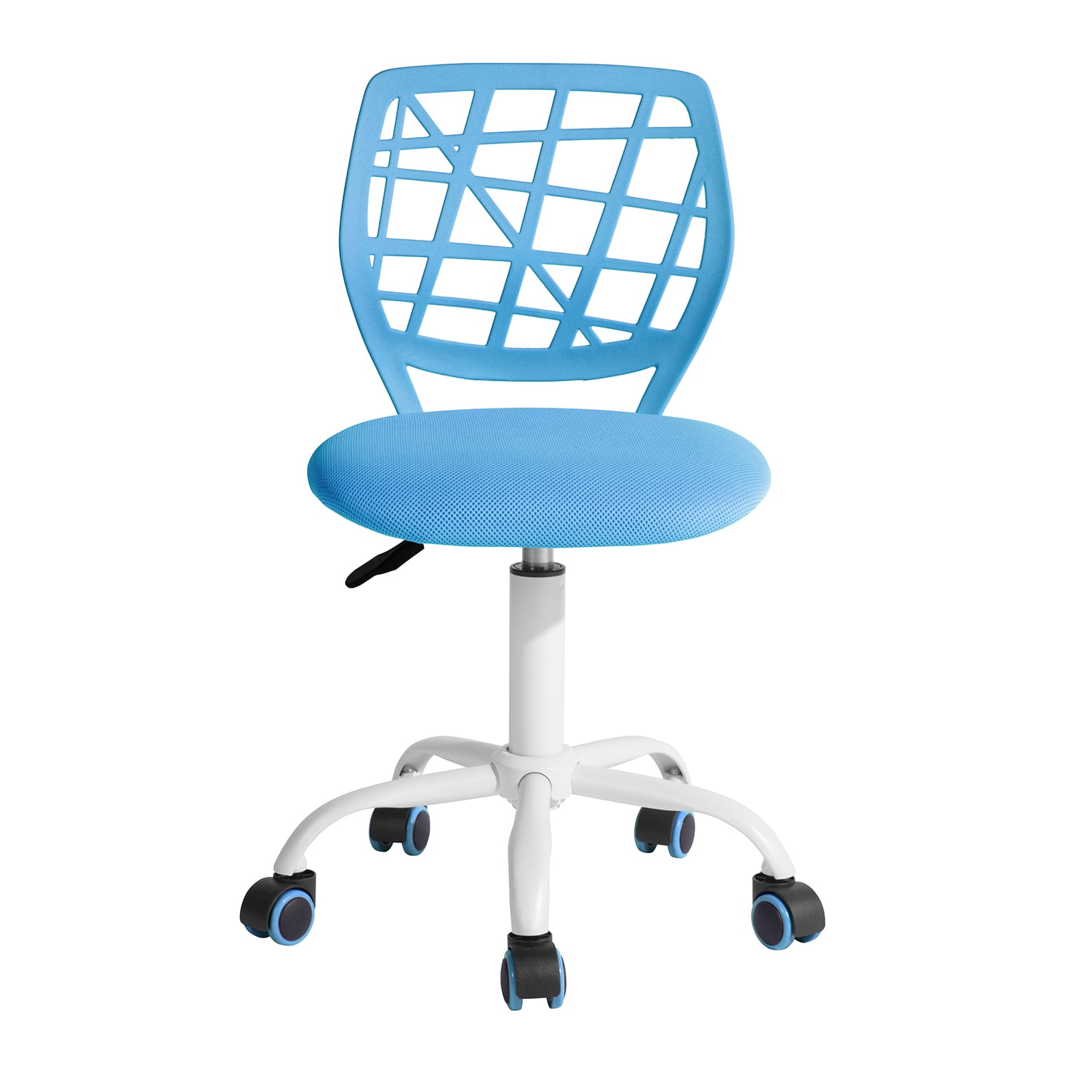 Homy Casa Teen Desk Chair, Adjustable Swivel Study Chair with Wheels, Ergonomic Backrest, Blue