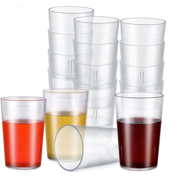 Plastic Reusable Tumblers,Stackable and Unbreakable Clear Plastic Cups (5 oz) - Reusable Drinking Glasses Set of 12 - Dishwasher Safe Tumbler - BPA Free & Eco-Friendly (Clear)