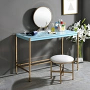 ACME Midriaks Writing Desk with USB Port in Baby Blue and Gold