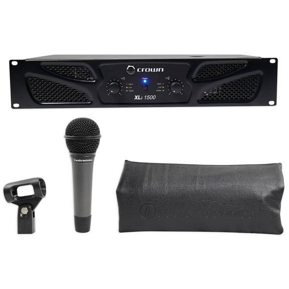 Crown Pro XLi1500 900w 2 Channel DJ/PA Amplifier Amp XLI 1500 AT Microphone