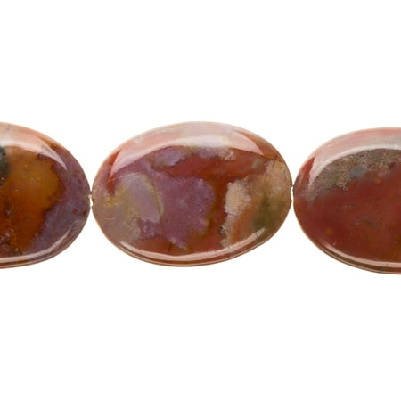 - Flat Red Marble Oval Beads Semi Precious Gemstones Size: 32x23mm Crystal Energy Stone Healing Power for Jewelry Making