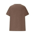 thumbnail image 5 of HOMBOM Tops for Women Fashion Coffee Slit Hem Short Sleeve V Neck Drop-Shoulder Solid Shirts 2XL, 5 of 6