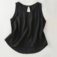 thumbnail image 2 of Women's Cotton Linen Tops Summer Keyhole Back Pleated Crew Neck Sleeveless Shirts Casual Loose Blouses (L, Black), 2 of 7
