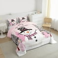 thumbnail image 3 of jejeloiu Merry Xmas Queen Comforter Set,Cartoon Christmas Snowman Bedding Sets,Abstract Xmas Tree Bedding Comforter Set Fdor Boys Girls,Super Cozy Room Decor Reversible,3pcs, 3 of 8