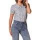 thumbnail image 4 of BLUSA DE BOTONES INSPIRADA CHIC PARA MUJERES CON MANGAS CORTAS Y PUFF, CUELLO CAÍDO, ESTAMPADO FLORAL, ALGODÓN, TALLA XS, AZUL CLARO, 4 of 5