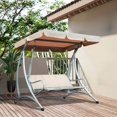 thumbnail image 6 of YYAo Porch Swing Chairs,Patio Porch Swings,3-Seat Outdoor Porch Swing Chair, Patio Swing Glider with Adjustable Canopy, Breathable Seat, Beige, 6 of 13