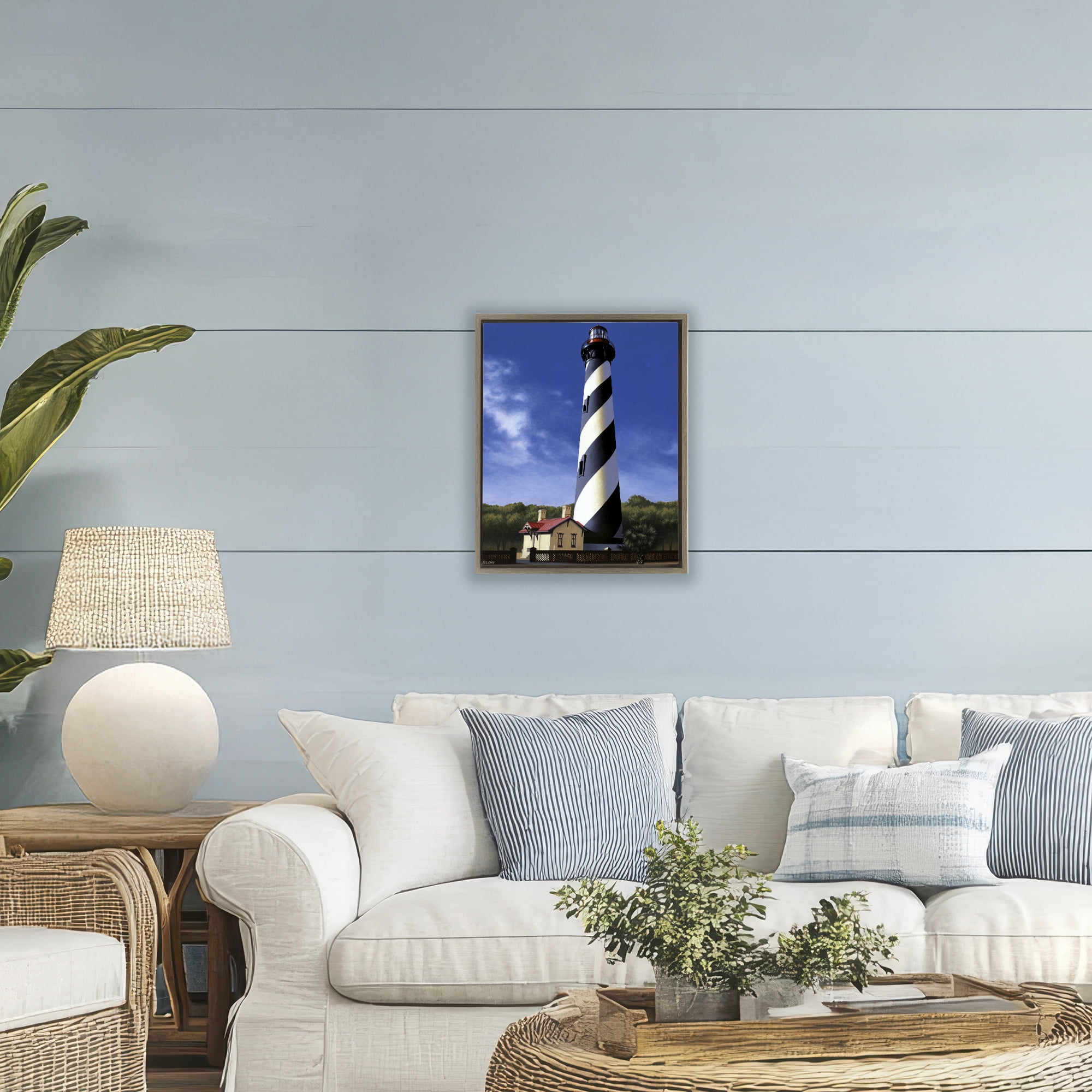 St. Augustine Lighthouse Brown Framed Floater Canvas Wall Art, design by Wind River Studios