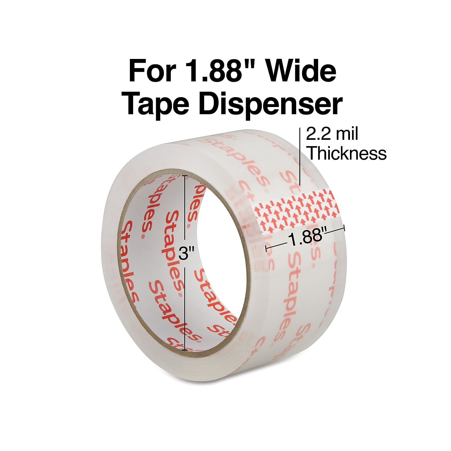 Staples Lightweight Moving and Storage Packing Tape 1.88"W x 54.6 yds. Clear 72/Carton
