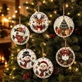 thumbnail image 5 of 6 Pcs Christmas Wooden Diamond Painting Ornament Kit,Round DIY Diamond Art Hanging Pendant Set with Pattern,Handmade Craft Supplies for Christmas Tree Decor,Holiday Family I, 5 of 6