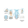 thumbnail image 4 of BLISSFUL STEP Lace Up Sandal Open Toe Chunky Satin Heel Pearl High Heels Sandals for Women Light Blue 10, 4 of 7