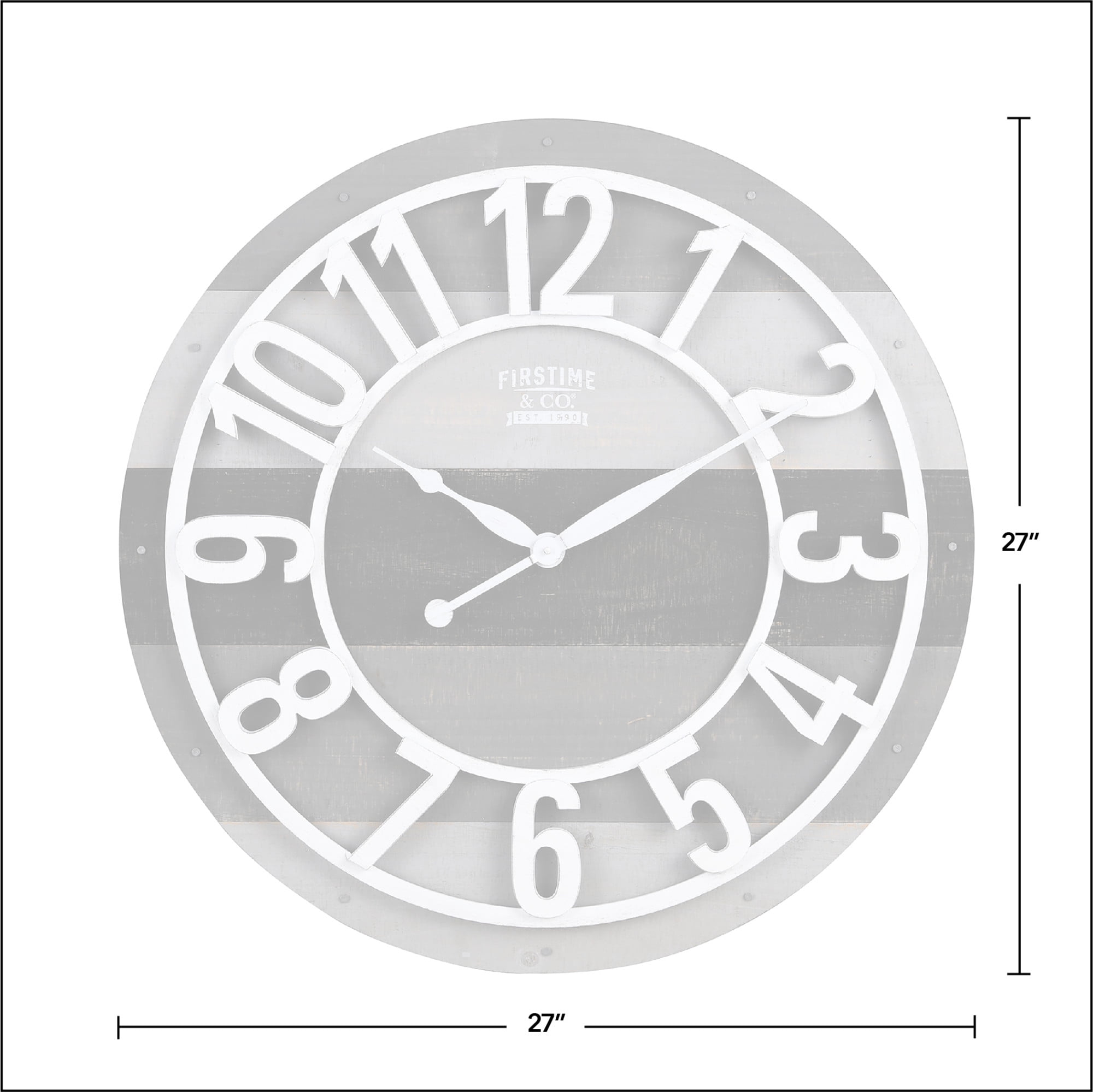FirsTime & Co. White And Gray Shabby Planks Wall Clock, Farmhouse, Analog, 27 x 1.75 x 27 in
