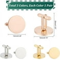 thumbnail image 3 of 3 Pairs 3 Colors Stainless Steel Cufflinks for Men Flat Round Smooth Cufflinks Shirt Suit Button Golden Cufflinks for Wedding Business Graduation Jewelry Gift, 3 of 6